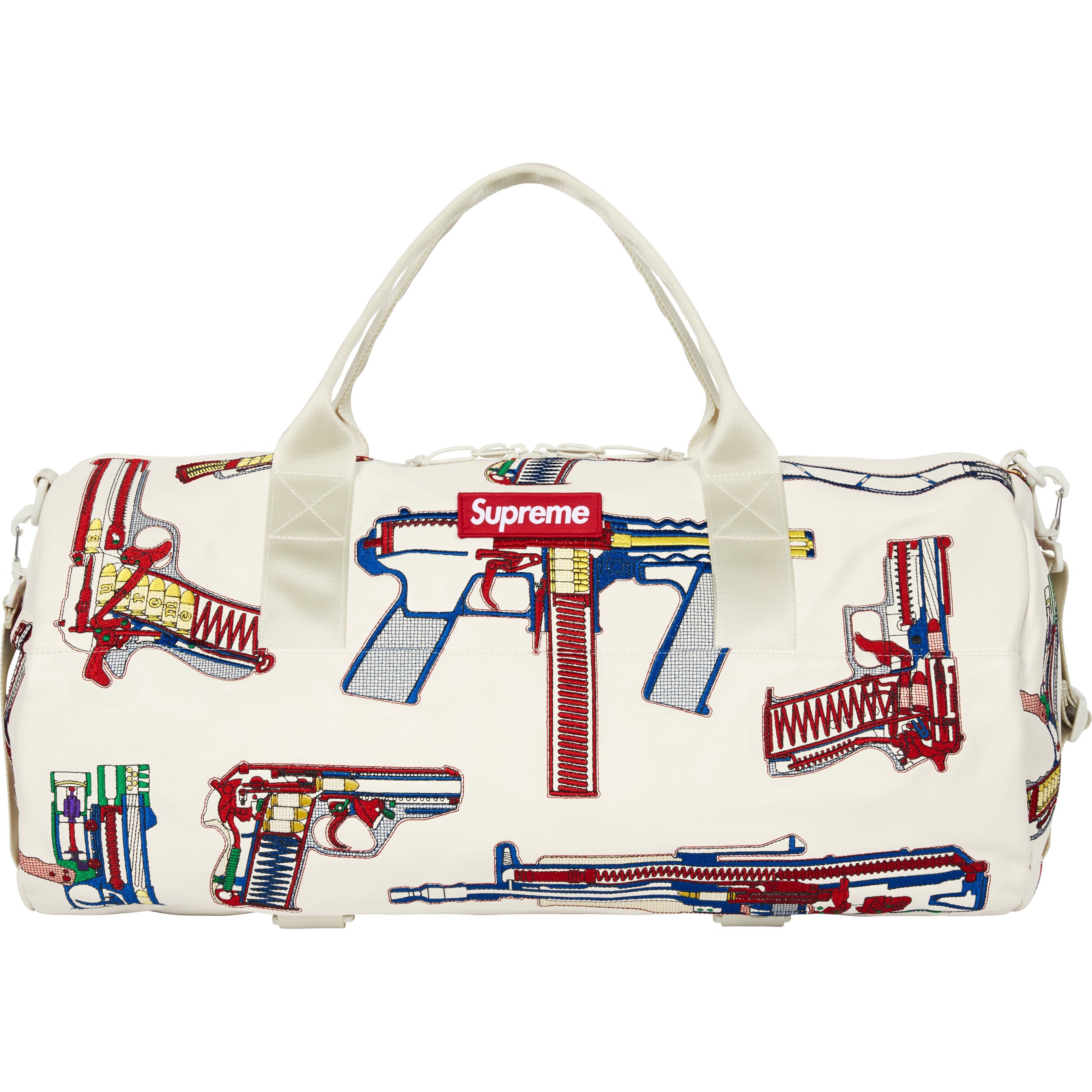 Guns Embroidered Leather Duffle Bag view 11